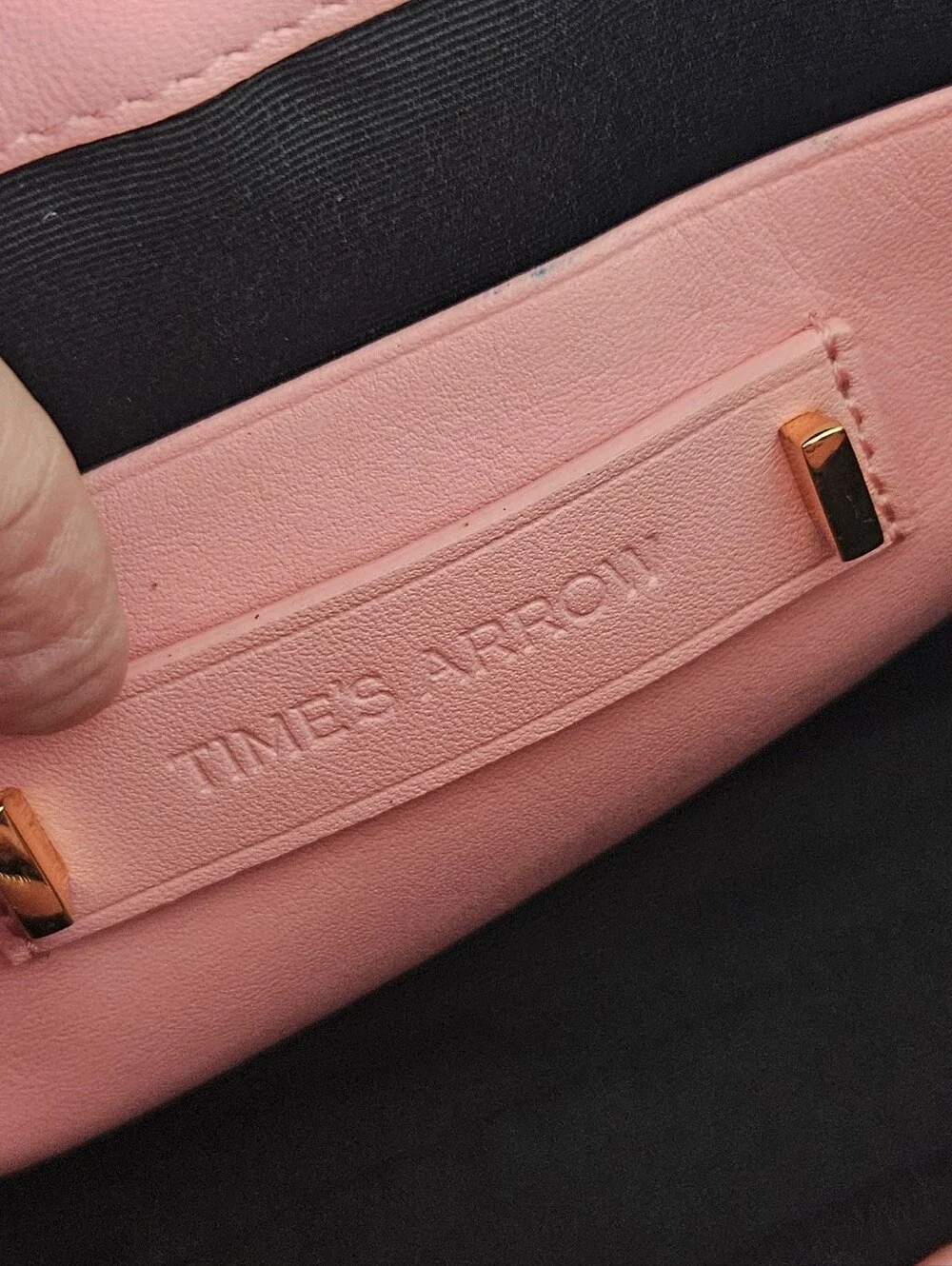 Times Arrow Pink Leather Crossbody Bag with Gold Hardware